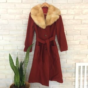Red Wool Vintage A Line Coat